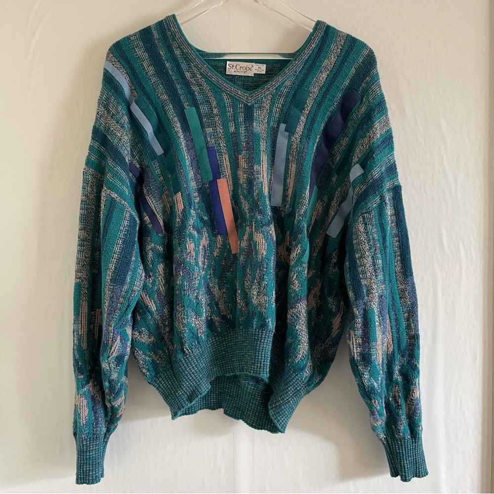 Vintage St. Croix Knits Blue Sweater Size XL